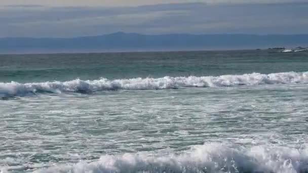 Mile Drive Spanish Bay Monetery California Blue Ocean Waves Hitting — Wideo stockowe