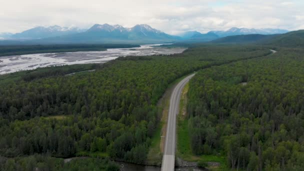 Drone Video Chulitna River Troublesome Creek Anchorage Fairbanks Highway Denali — Vídeo de stock