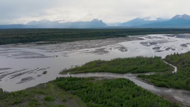 Drone Video Chulitna River Troublesome Creek Denali State Park Alaska — 图库视频影像