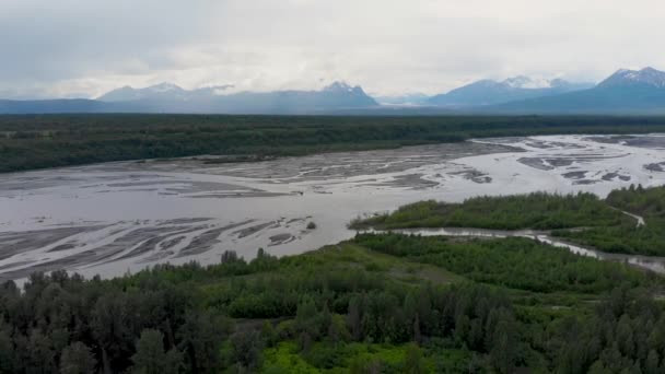 Drone Video Chulitna River Troublesome Creek Denali State Park Alaska — Stockvideo