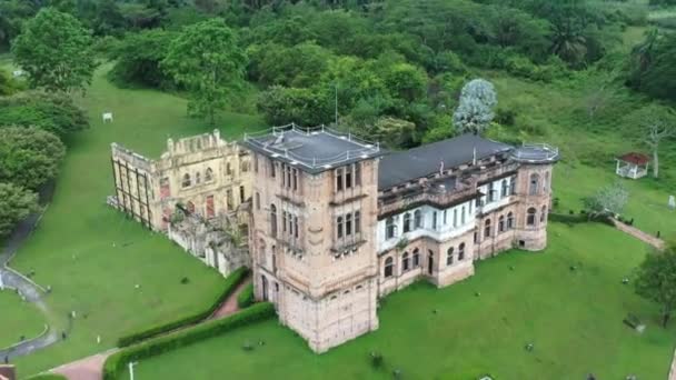 Drone Fly Historical Architecture Kellie Castle Birds Eye View Overlooking — Stockvideo