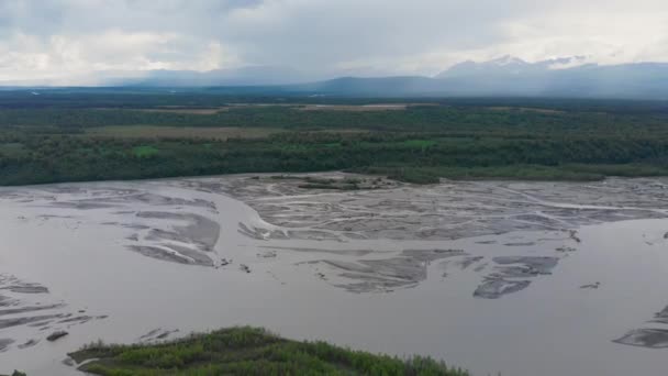 Drone Video Chulitna River Boreal Forest Denali State Park Alaska — Stock Video