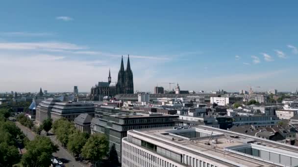 Cologne Germany Rising Drone Flight Bird View Shows Panorama Cologne — Vídeo de stock