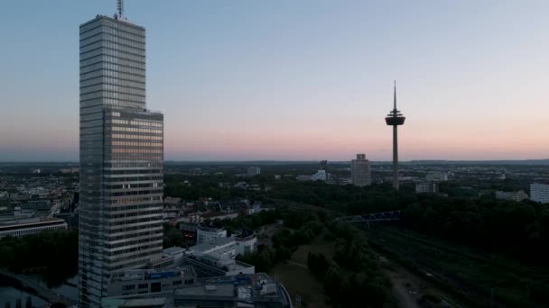 Köln Deutschland Hochhaus Medienpark Norden Von Kln Errichtung Einer Drohne — Stockvideo