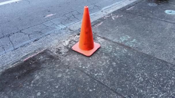 Static Shot Shaded Construction Cone Side Street — 图库视频影像