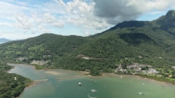 Drone Flying Beautiful Island Mountain Sai Kung Hong Kong — Stock video