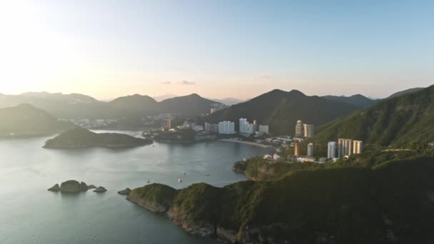 Scenic Drone Footage Stanley Mountain City Hong Kong Sunset — 图库视频影像