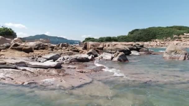 Rocky Beach Unesco Global Geopark Shek Hong Kong View — Video