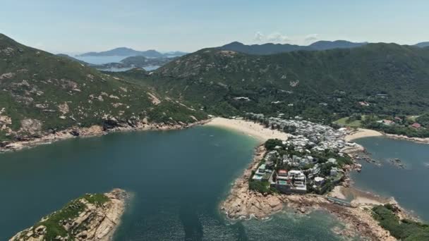 Beautiful Shek Village Beach Hong Kong Aerial View — Stockvideo