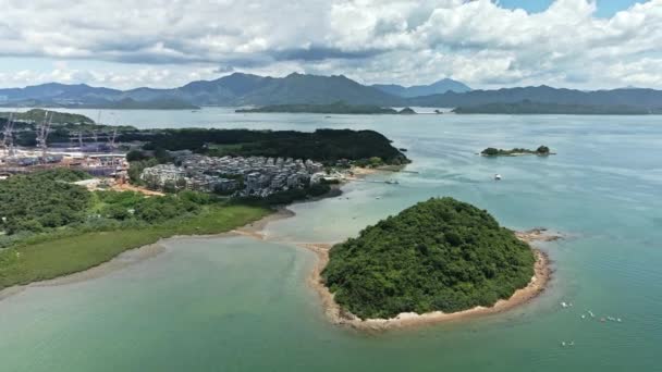 Unesco Global Geopark Sai Kung Construction Site Village Aerial — Videoclip de stoc