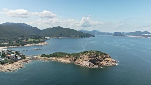 Aerial View Crocodile Island Shek Hong Kong — Wideo stockowe