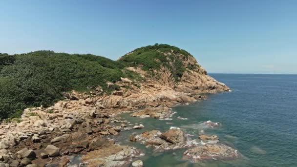 Aerial View Hong Kong Geopark Shek Crocodile Mountain — Video