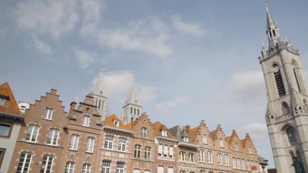Cathedral Belfry Tower Tournai Wallonia Belgium Panning Shot — 图库视频影像