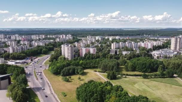 Повітряний Вид Сучасного Житлового Комплексу Субурібії Каунаса Литва Будівлі Кондо — стокове відео