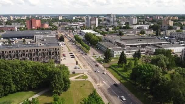 Modern Suburban Neighborhood Kaunas Lithuania Aerial View Residential Business Buildings — Stok video