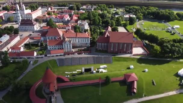 Вид Повітря Старе Місто Каунас Литва Середньовічний Замок Xiv Століття — стокове відео