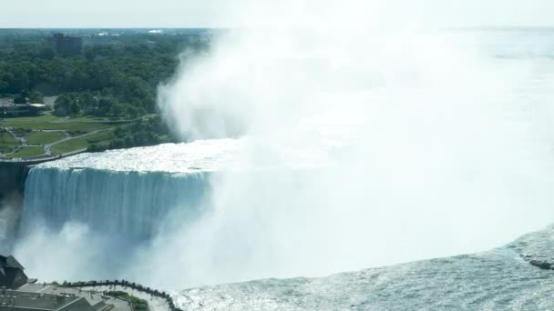 Medium Shot Mist Rising Horseshoe Falls Niagara Falls Ontario — Stock Video