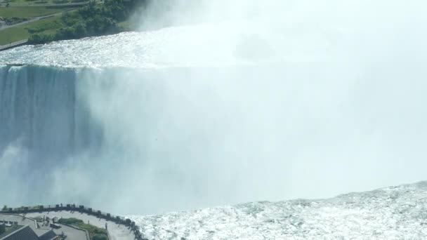 安大略省尼亚加拉瀑布 Niagara Falls 马蹄瀑布边缘的水雾特写 — 图库视频影像