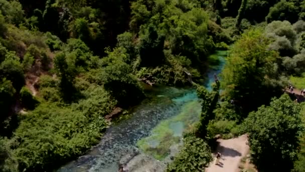 Fantástica Toma Aérea Del Río Que Conduce Ojo Azul Albania — Vídeo de stock