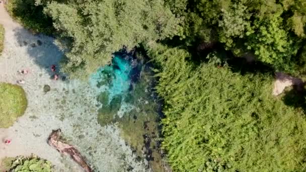 Aerial Shot Blue Eye Albania Freshwater Spring Formed Small Lake — Wideo stockowe
