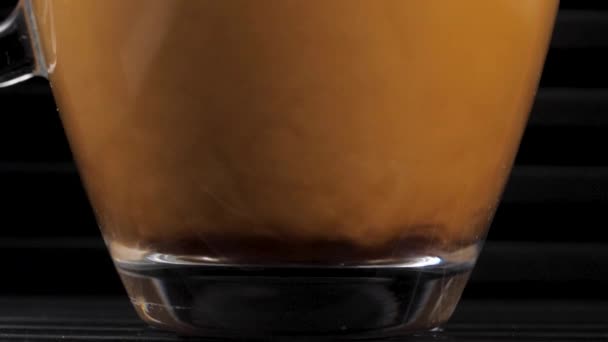 Bottom Part Transparent Glass Cup Filled Coffee Cream Slow Motion — Stock video