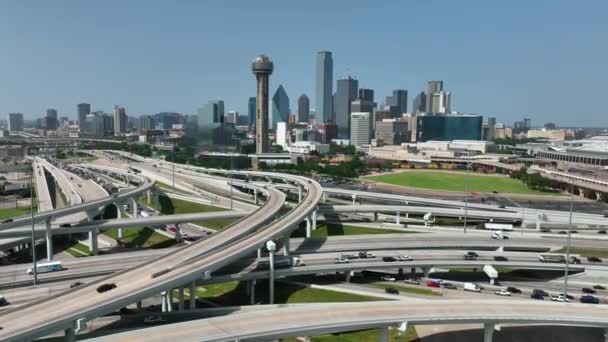 Région Métropolitaine Dallas Worth Skyline Ville Urbaine Circulation Vue Aérienne — Video