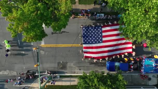 Usa Flag Carried Parade Scouts July Independence Day Holiday Celebration — Stockvideo