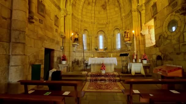 Interior View San Pedro Mezquita Church Ourense Dolly Out Day — Stock video