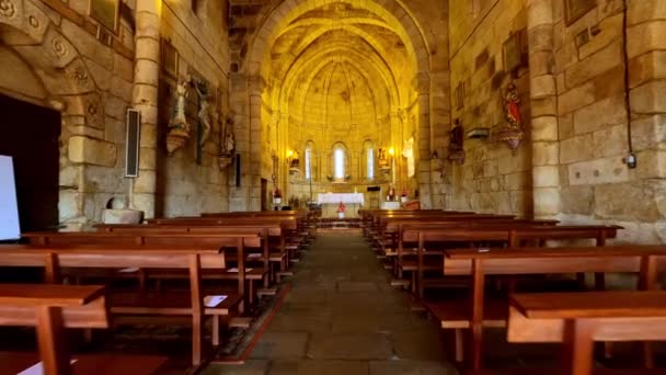 Interior View San Pedro Mezquita Church Tilt Reveal Rib Vault — 图库视频影像