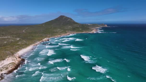 Pointed Cape Good Hope Mountain Azure Blue Wave Swell Foreground — 图库视频影像