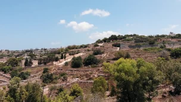 Rising Aerial View Malta Island Rural Fields Sunny Summer Day — Stock videók