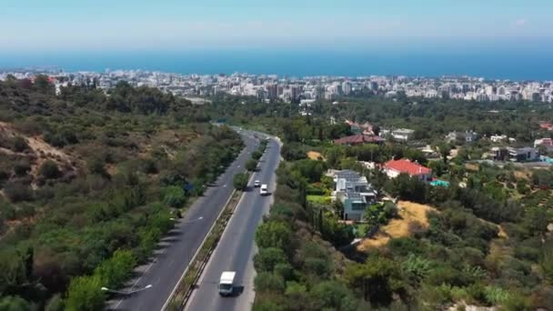 Снимок Воздуха Над Главной Автомагистралью Город Никосия — стоковое видео