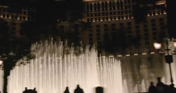 Bellagio Water Fountain Downtown Las Vegas Casino Night Strip — 图库视频影像