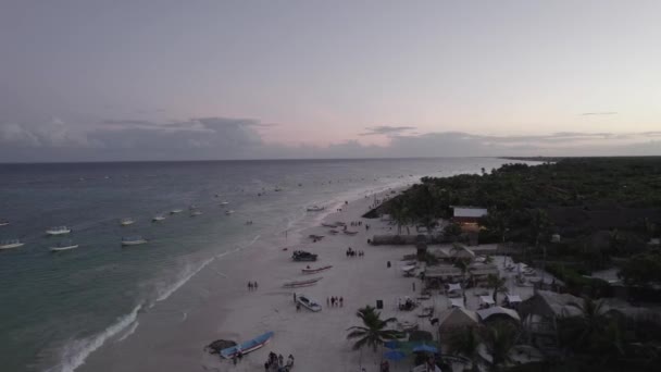 Drone Flying Beach Tulum Mexico — Stockvideo