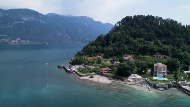 Drone Orbit Idyllic Bellagio Lake Como Italy — Vídeo de stock