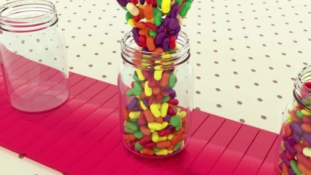 Jars Filled Candy Satisfying Animation Looped — Stockvideo