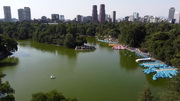 Panoramic View Chapultepec Lake Day Time Mexico City — Vídeo de Stock