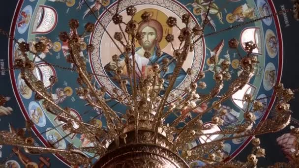 Jesus Christ Icon Church Dome Sunny Day Looking — Wideo stockowe