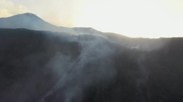 Steam Smoke Lava Magma Active Volcano Mount Etna Sicily Italy — Stockvideo