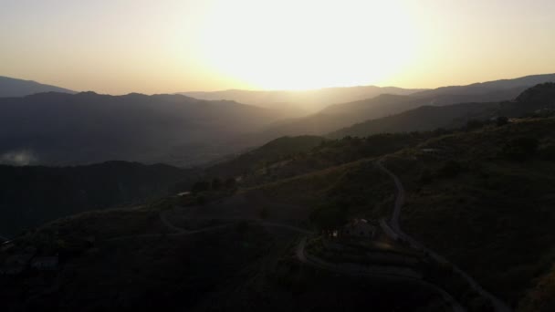 Drone Shot Hillside Homes Castelmola Sicily Italy Sun Set Sun — ストック動画