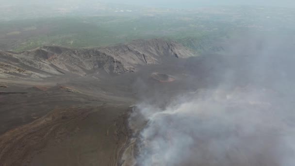 Hot Lava Magma Wide Rotating Drone Shot Smoke Steam Rising — Vídeos de Stock