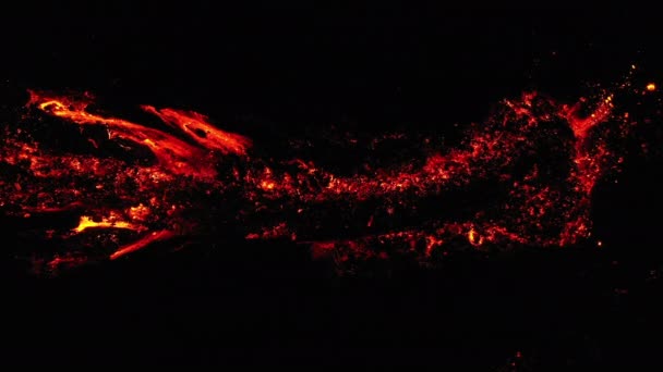 Nighttime Lowering Drone Shot Lava Magma Active Volcano Mount Etna — Vídeos de Stock