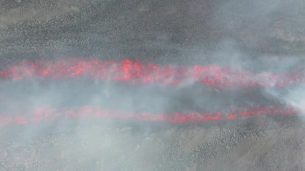 Epic Downward Angle Lava Magma Aerial Shot Active Volcano Mount — Video Stock