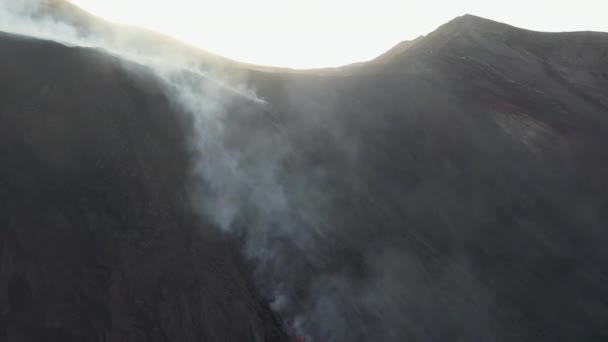 Steam Smoke Lava Magma Active Volcano Mount Etna Sicily Italy — 비디오