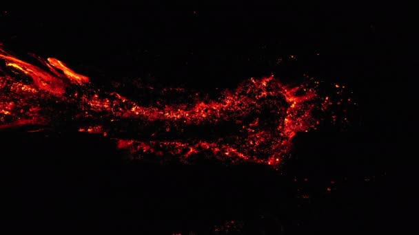 Hot Lava Magma Night Rising Drone Shot Active Volcano Mount — 图库视频影像