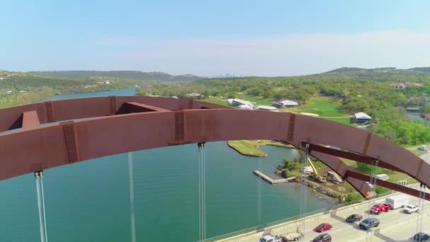 Traffic Jam Slowly Moving Pennybacker Bridge Small View City Austin — Stockvideo