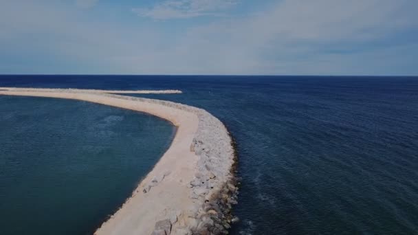 Aerial Flyover Ocean Reef Marina Breakwater Construction Perth — Stockvideo