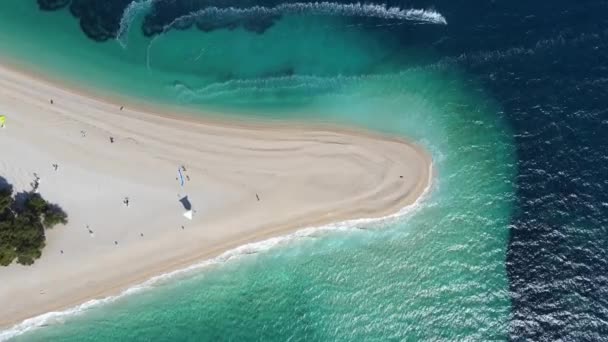 Standing Golden Horn Beach Croatia Top Shot Drone — 图库视频影像