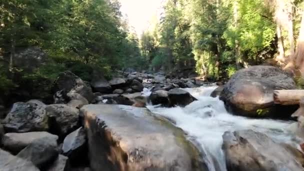 Peaceful Drone Ariel Shot High Res American River Flowing Sierra — Video Stock