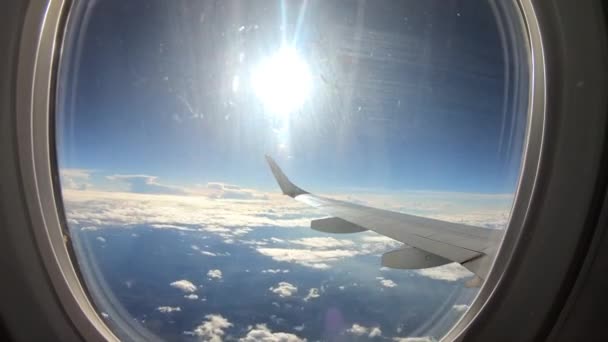 Cinematic Timelapse Looking Out International Plane Trip Mexico Sunny Blue — Stockvideo